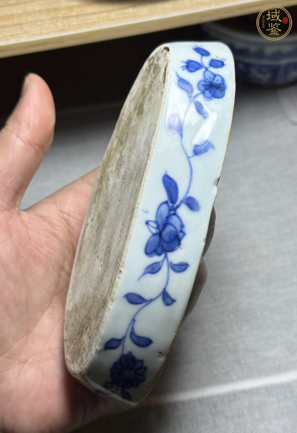 古玩陶瓷花卉紋青花洗真品鑒賞圖