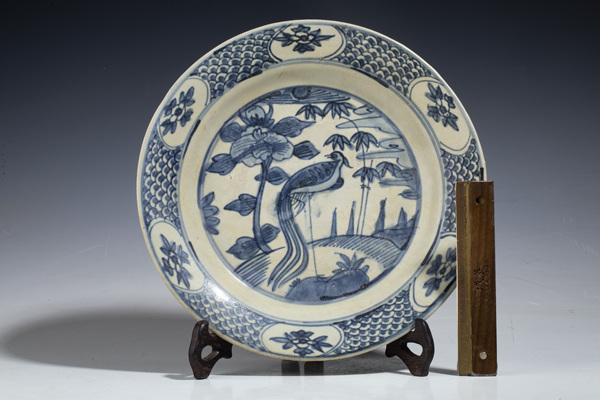 古玩陶瓷明晚·青花鳳凰牡丹紋大盤(優品)拍賣,當前價格1888元