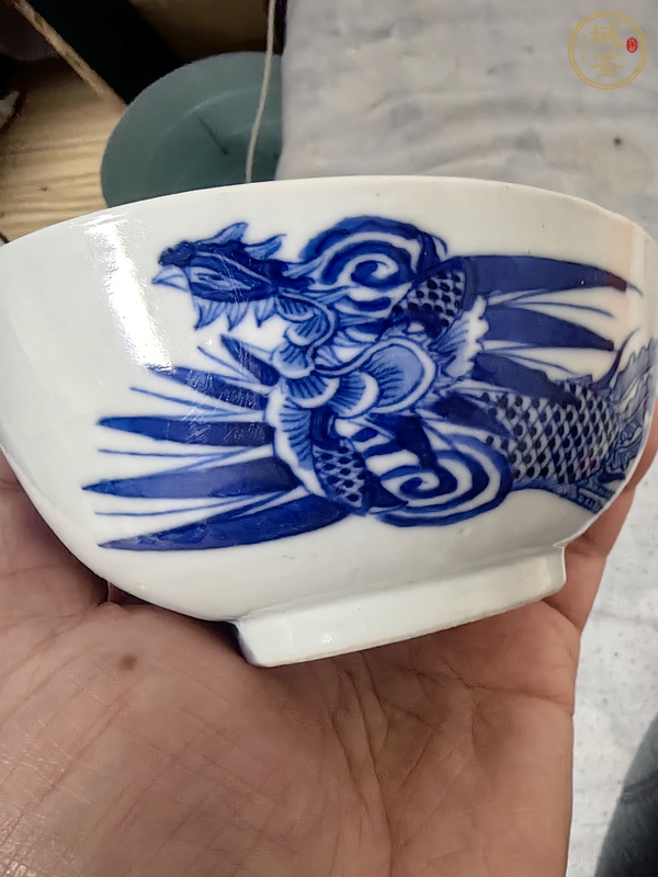 古玩陶瓷青花鳳紋茶碗真品鑒賞圖