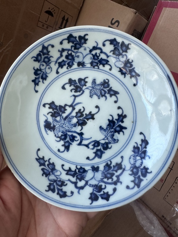 古玩陶瓷青花三多紋盤一對拍賣，當前價格3000元