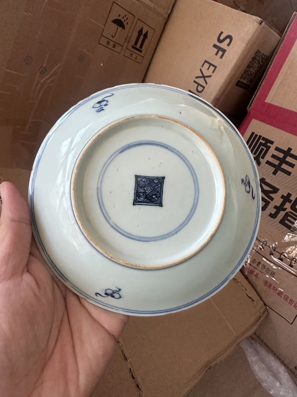 古玩陶瓷青花三多紋盤一對拍賣，當前價格3000元