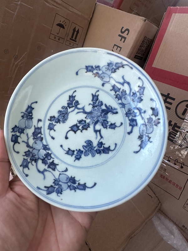 古玩陶瓷青花三多紋盤一對拍賣，當前價格3000元