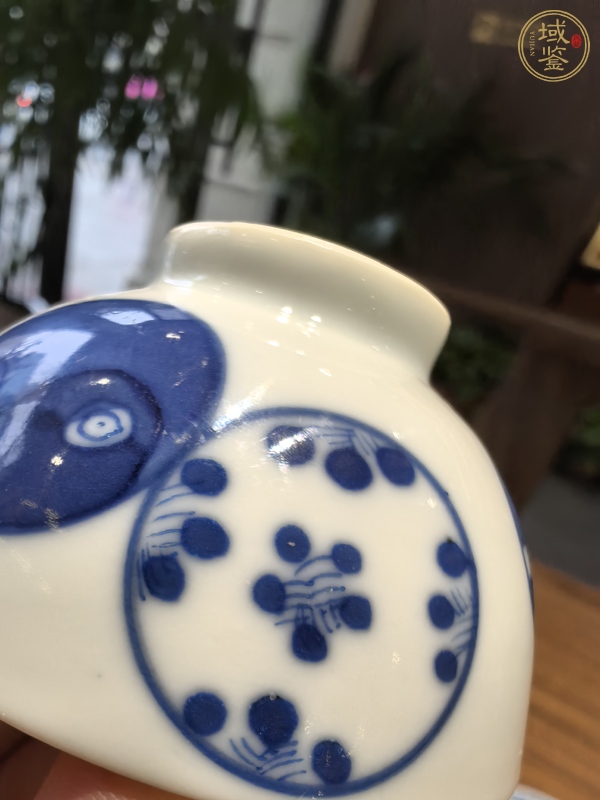 古玩陶瓷青花皮球花紋茶圓真品鑒賞圖