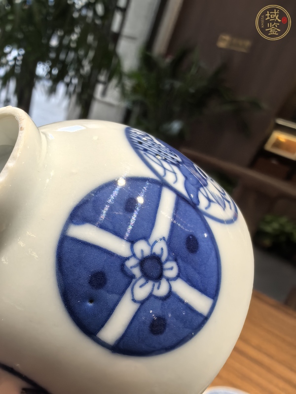 古玩陶瓷青花皮球花紋茶圓真品鑒賞圖