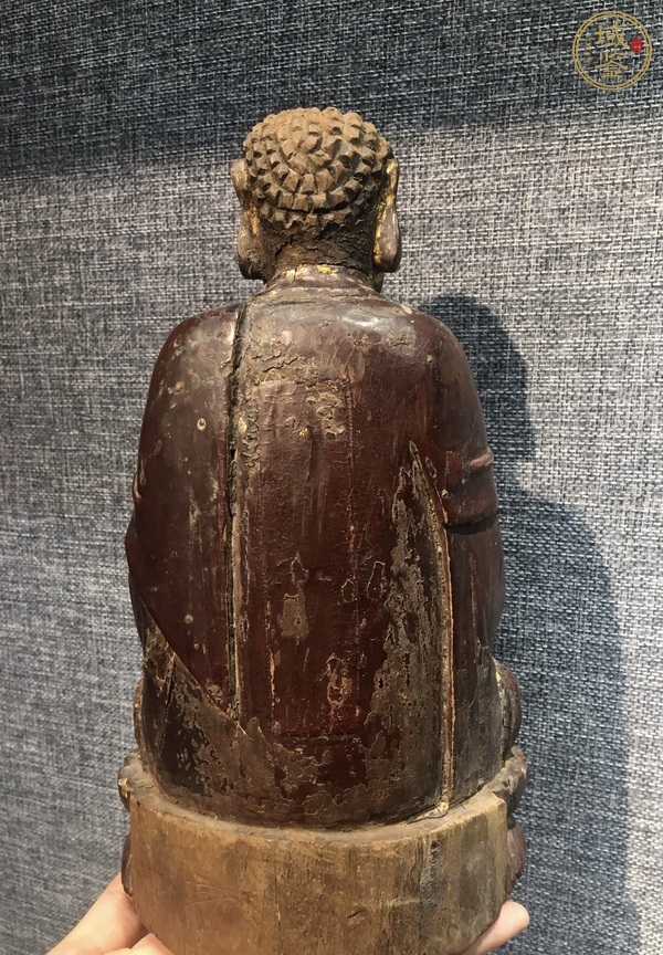 古玩雜項(xiàng)蓮花座木雕釋迦牟尼佛真品鑒賞圖