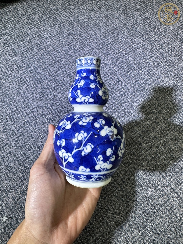 古玩陶瓷梅紋青花葫蘆瓶真品鑒賞圖