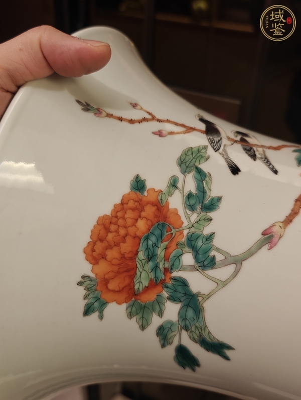 古玩陶瓷粉彩花鳥紋花盆真品鑒賞圖