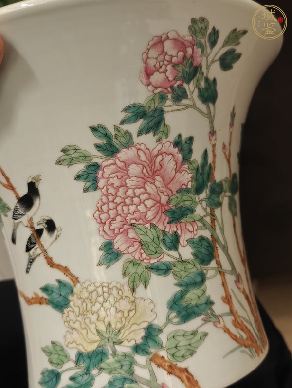 古玩陶瓷粉彩花鳥紋花盆真品鑒賞圖