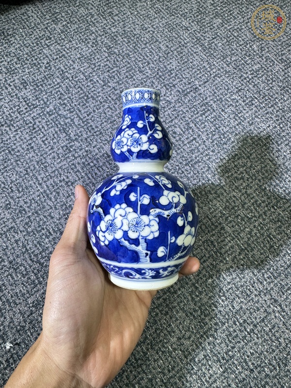 古玩陶瓷梅紋青花葫蘆瓶真品鑒賞圖