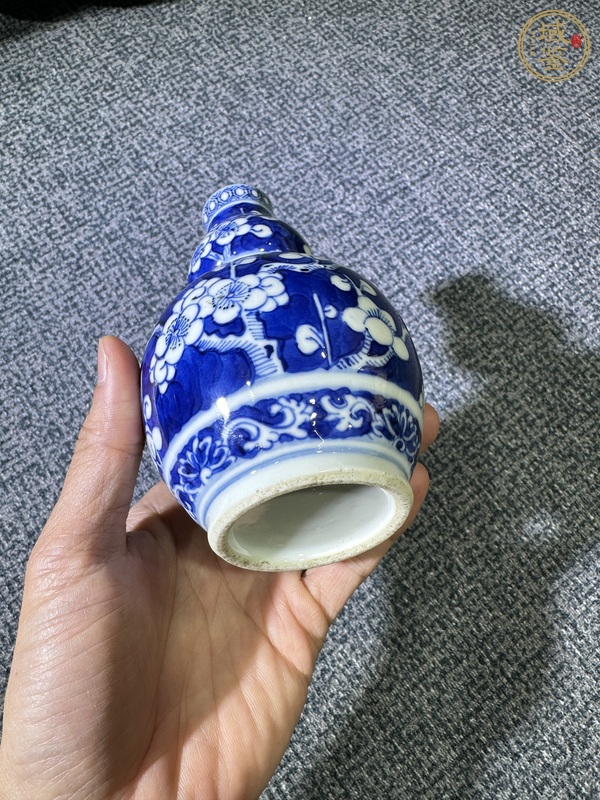 古玩陶瓷梅紋青花葫蘆瓶真品鑒賞圖