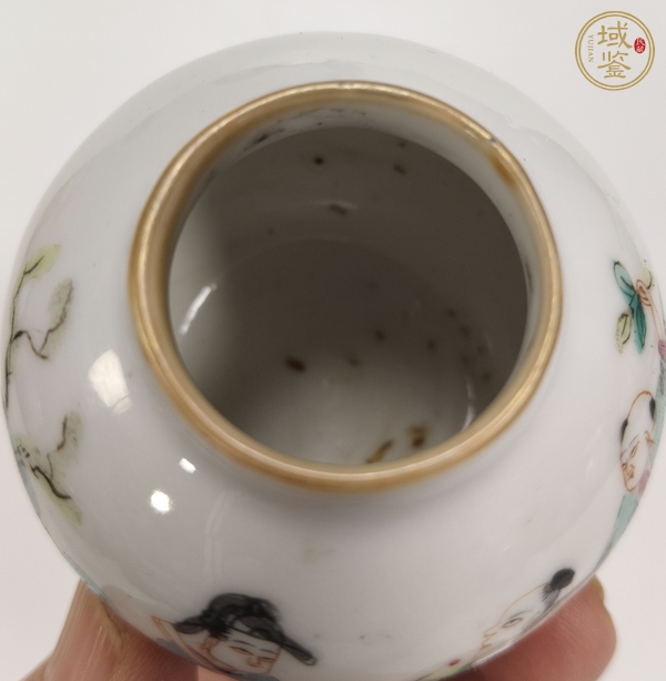 古玩陶瓷粉彩人物水盂真品鑒賞圖