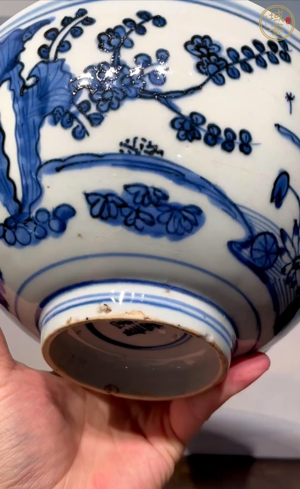 古玩陶瓷花卉紋青花碗真品鑒賞圖