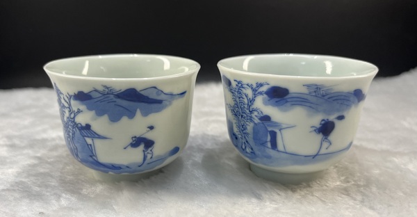 古玩陶瓷青花山水人物杯一對(duì)拍賣(mài),當(dāng)前價(jià)格3800元