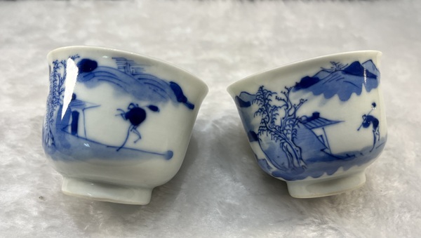 古玩陶瓷青花山水人物杯一對(duì)拍賣(mài),當(dāng)前價(jià)格3800元