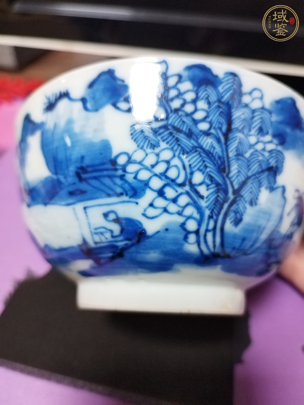 古玩陶瓷漁樵耕讀青花碗真品鑒賞圖