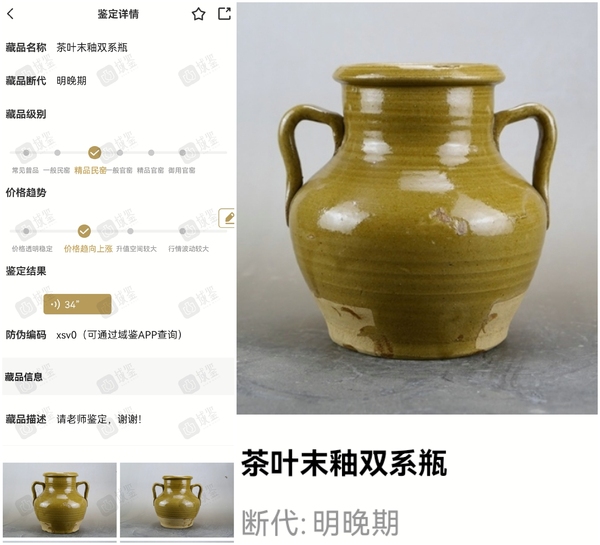 古玩陶瓷精品:明代晚期茶葉末釉雙系瓶拍賣，當前價格133元