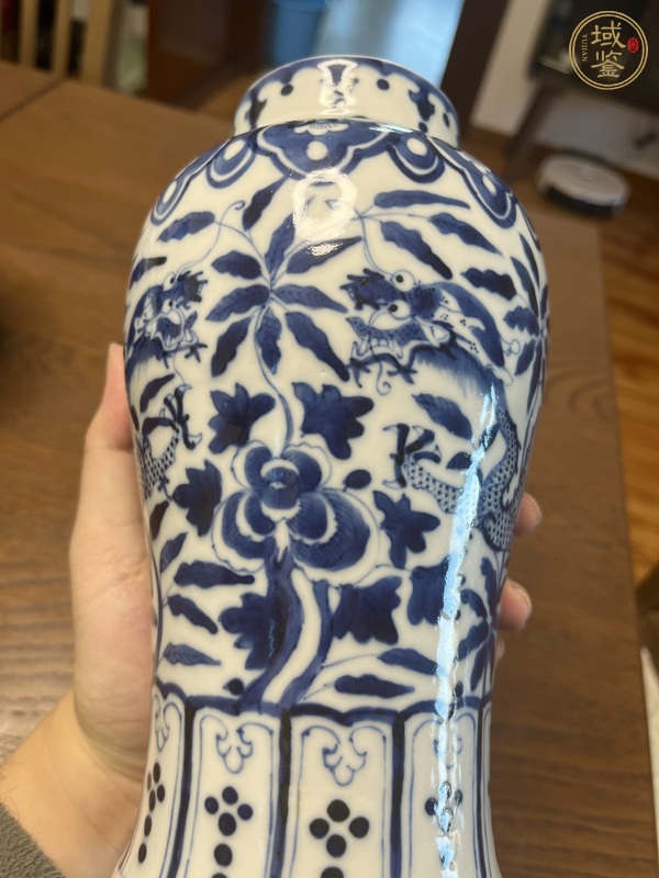 古玩陶瓷青花龍穿花雞腿瓶真品鑒賞圖