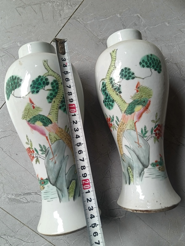 古玩陶瓷民國粉彩雉雞牡丹紋蓋瓶拍賣,當前價格4500元