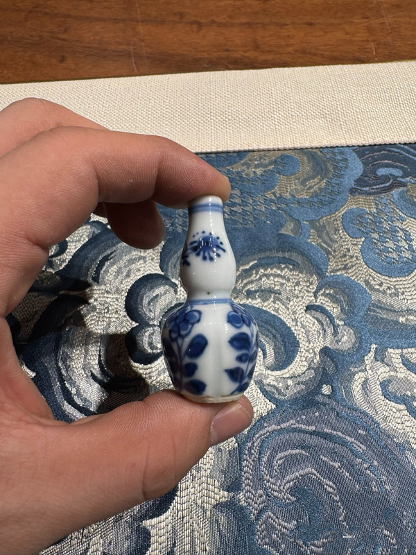 古玩陶瓷清·康熙花卉紋青花葫蘆瓶全品，小器大樣拍賣，當(dāng)前價(jià)格1388元