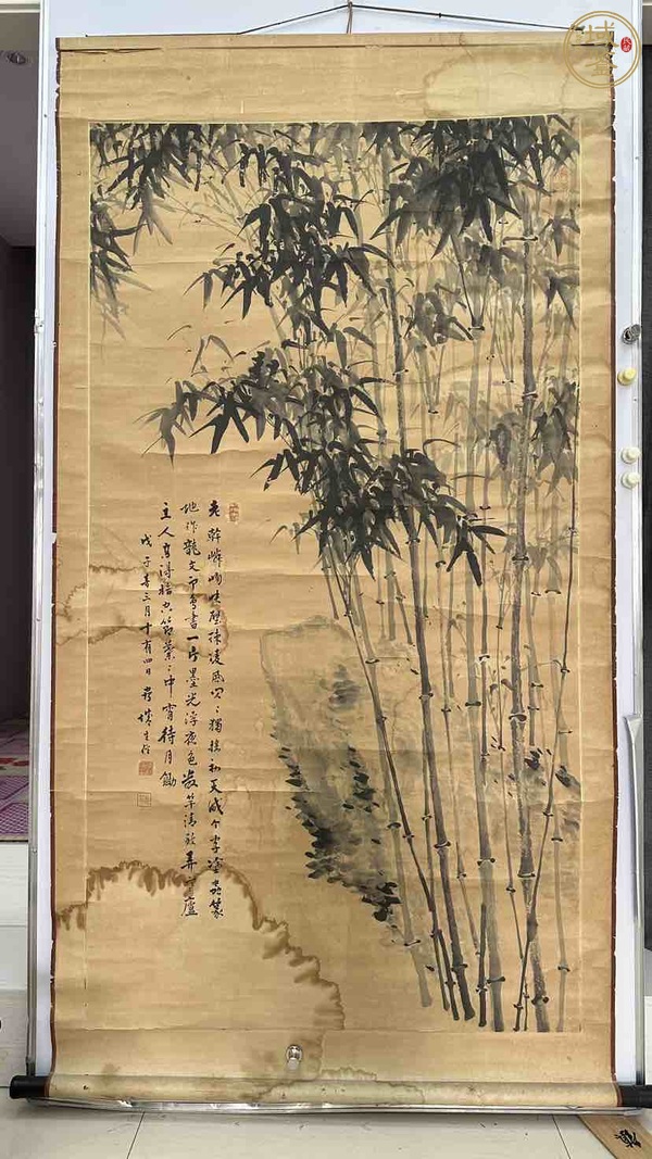 古玩字畫竹石圖真品鑒賞圖