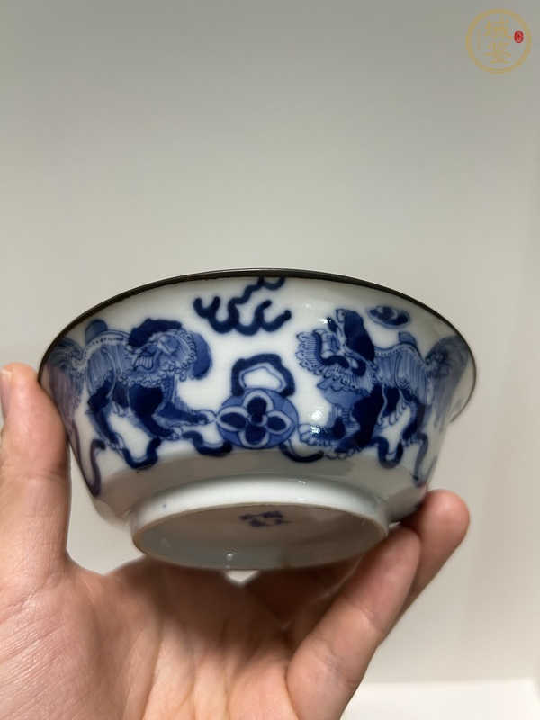 古玩陶瓷獅紋青花洗真品鑒賞圖