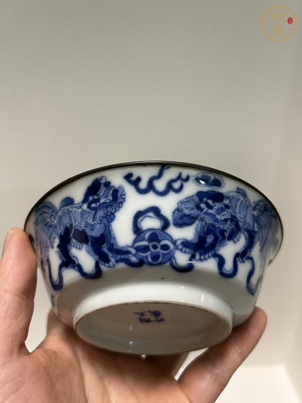 古玩陶瓷獅紋青花洗真品鑒賞圖