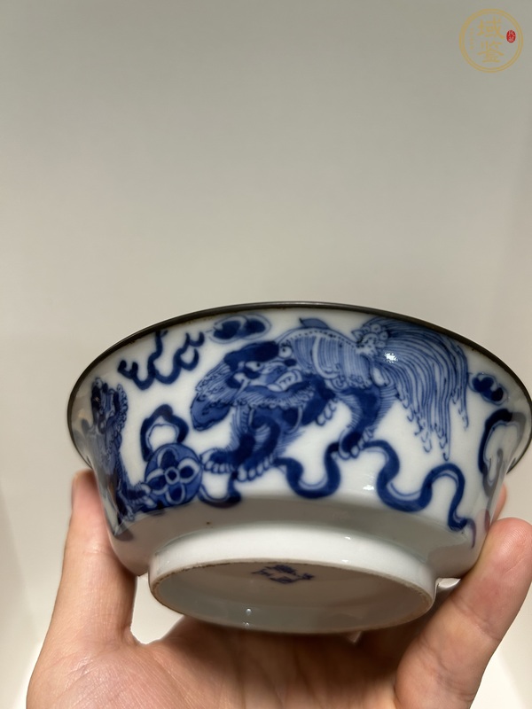 古玩陶瓷獅紋青花洗真品鑒賞圖