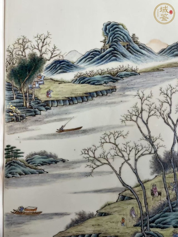 古玩陶瓷粉彩山水通景紋瓷板真品鑒賞圖