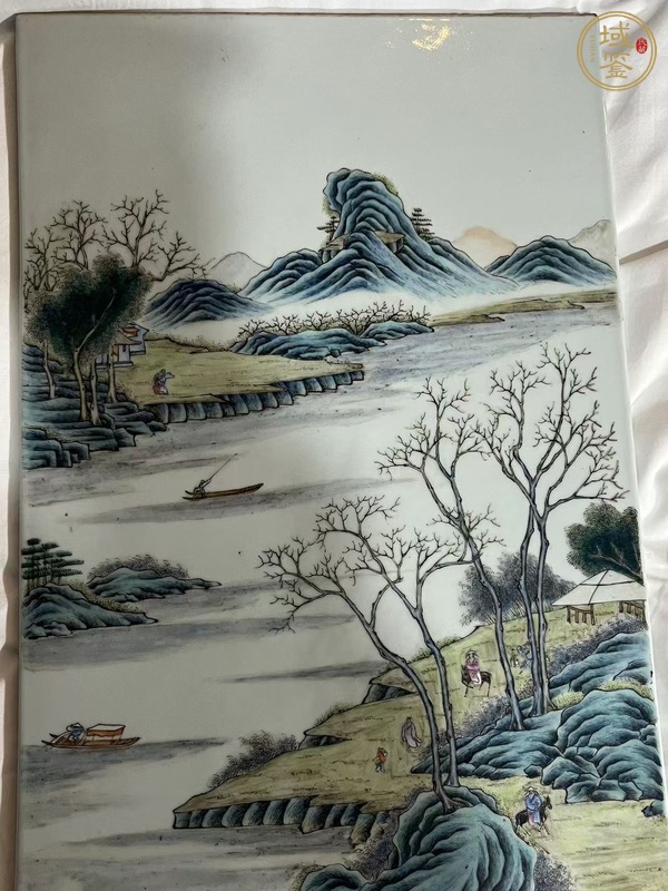 古玩陶瓷粉彩山水通景紋瓷板真品鑒賞圖