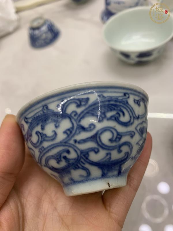 古玩陶瓷青花淡描花卉紋茶圓真品鑒賞圖