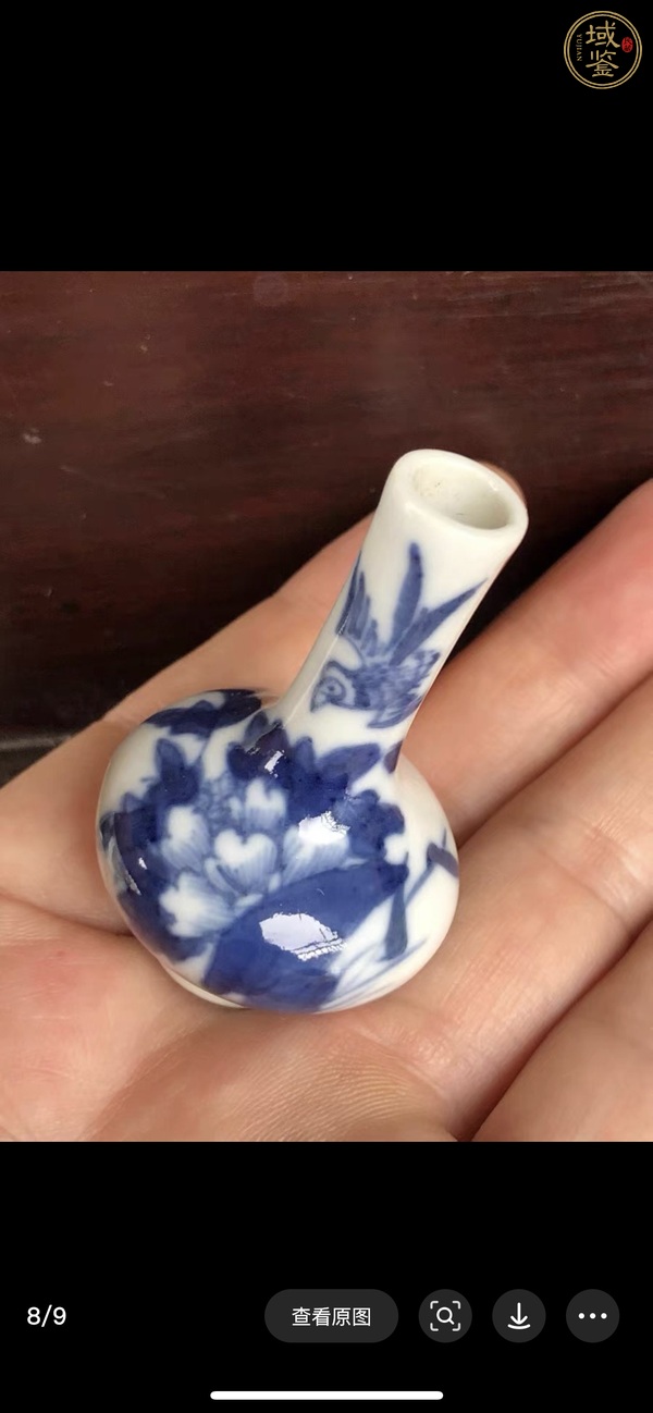 古玩陶瓷花鳥紋青花荸薺瓶真品鑒賞圖