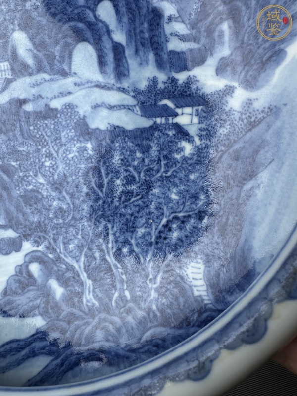 古玩陶瓷民國細路青花筆洗真品鑒賞圖
