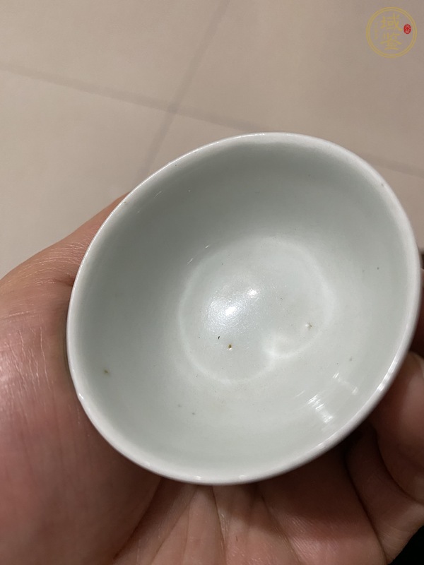 古玩陶瓷清中期 青花喜字紋杯真品鑒賞圖