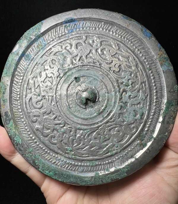 古玩銅器唐·蟠龍鳳紋鏡拍賣，當前價格7777元