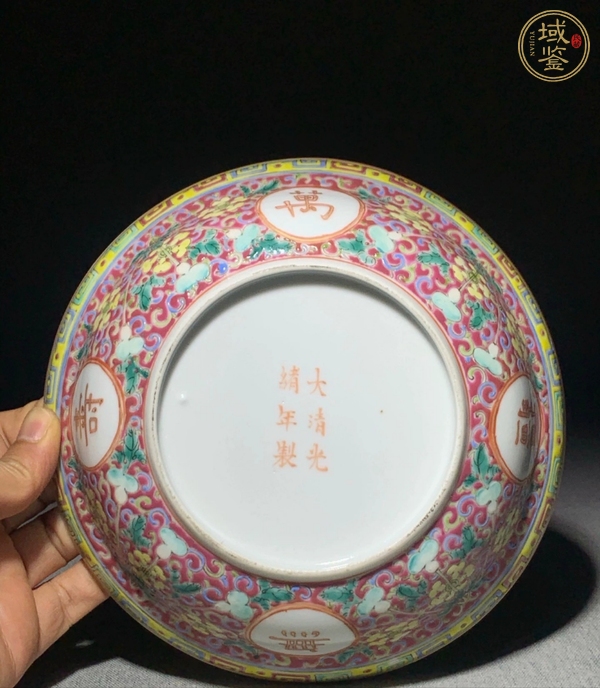 古玩陶瓷清光緒 紫地萬壽無疆和合器真品鑒賞圖