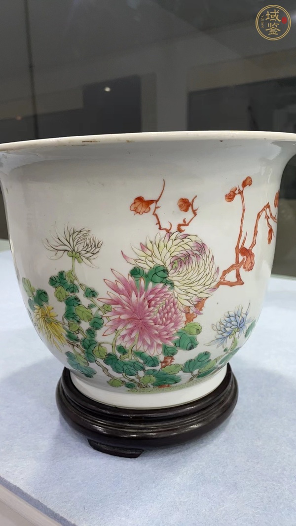 古玩陶瓷粉彩花卉紋花盆真品鑒賞圖