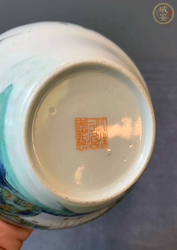 古玩陶瓷清同治粉彩晉陽八景圖花口馬蹄碗真品鑒賞圖