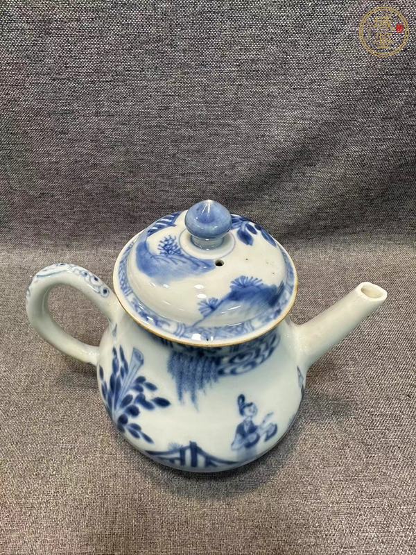 古玩陶瓷青花人物故事紋茶壺真品鑒賞圖