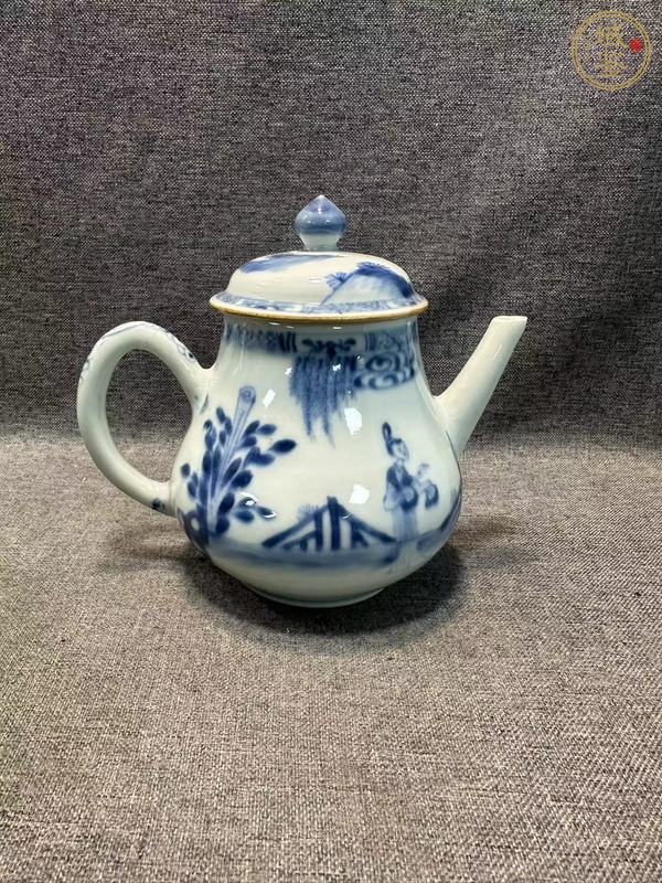 古玩陶瓷青花人物故事紋茶壺真品鑒賞圖