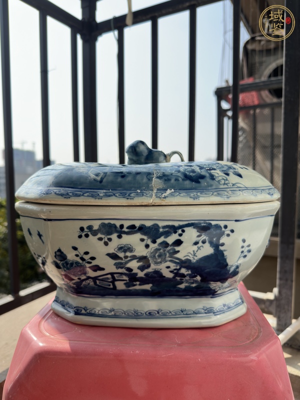 古玩陶瓷青花花鳥(niǎo)紋蓋鍋真品鑒賞圖