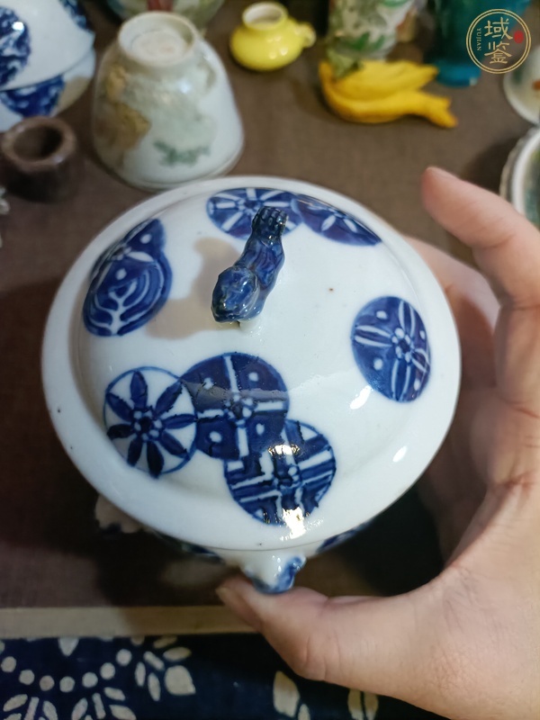 古玩陶瓷青花皮球花紋粥罐真品鑒賞圖