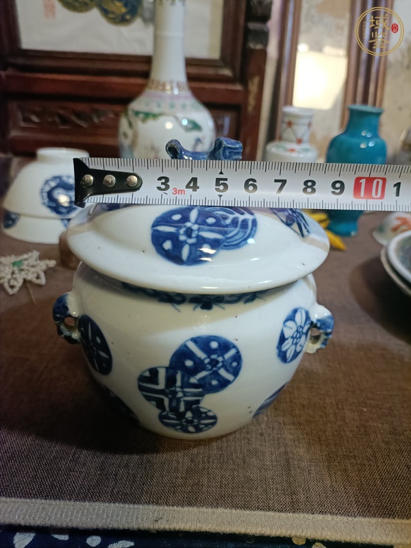 古玩陶瓷青花皮球花紋粥罐真品鑒賞圖