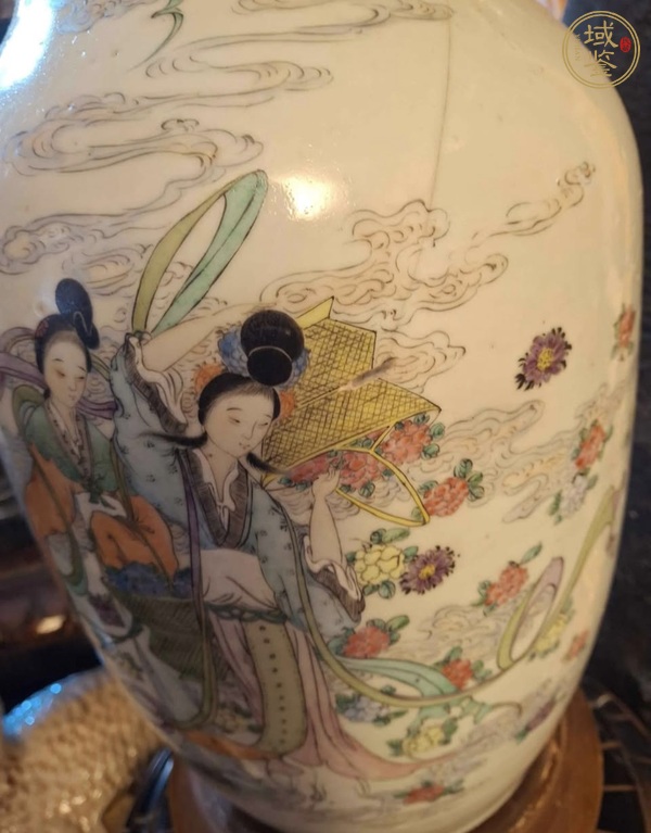 古玩天女散花雙松葉耳撇口瓶真品鑒賞圖