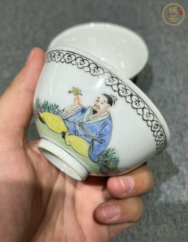 古玩陶瓷粉彩人物茶圓真品鑒賞圖