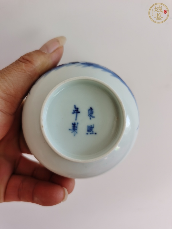 古玩陶瓷青花花鳥詩文茶碗真品鑒賞圖