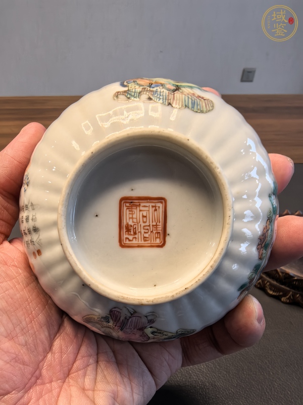 古玩陶瓷粉彩無雙譜人物茶碗真品鑒賞圖