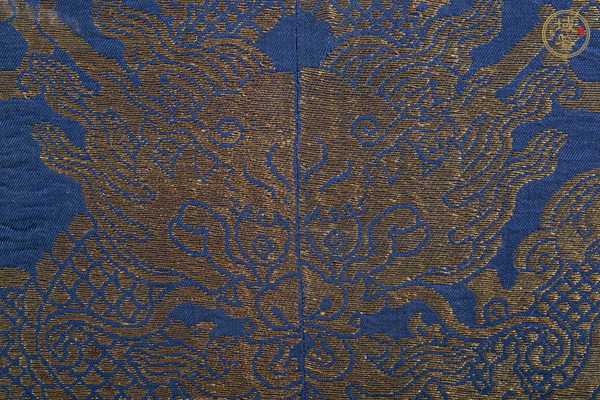 古玩雜項清道光·藍地織金正龍紋掛屏真品鑒賞圖
