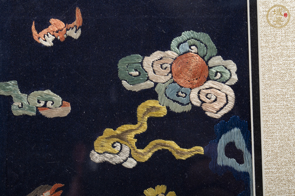 古玩雜項清中·彩繡九品文官練雀補(bǔ)子真品鑒賞圖