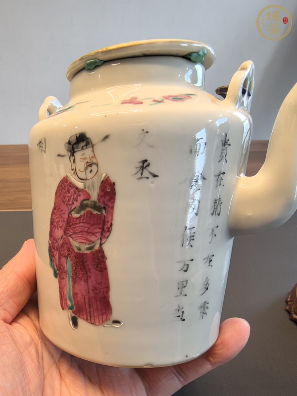 古玩陶瓷粉彩無(wú)雙譜人物茶壺真品鑒賞圖