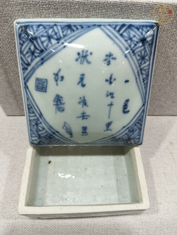 古玩陶瓷青花印泥盒真品鑒賞圖